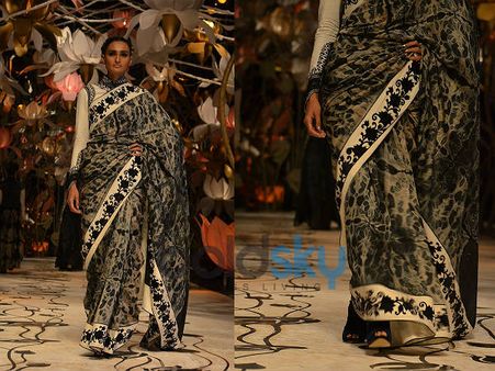 Black Floral Printed Saree