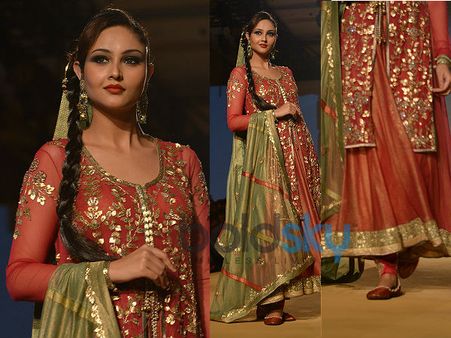 Orange n Moss Green Anarkali