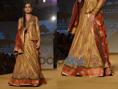 Golden Lehenga With Brocade Border Golden Lehenga With Brocade Border