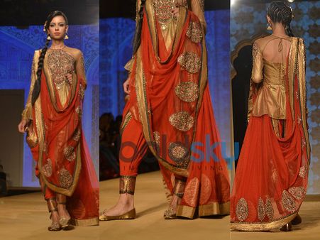 Orange Dhoti Pants n Drape