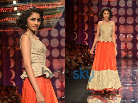 Orange Lehenga With Peplum Choli