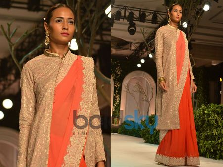 Orange Saree With Shimmering Jackets