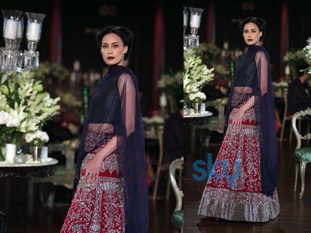 Red and Blue Lehenga