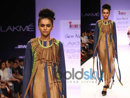 Strappy Blue n Brown Gown 