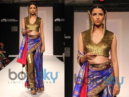 Golden Pants n Half Saree