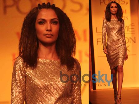 Diagonal Striped Golden Dress