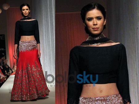 Red and silver lehenga