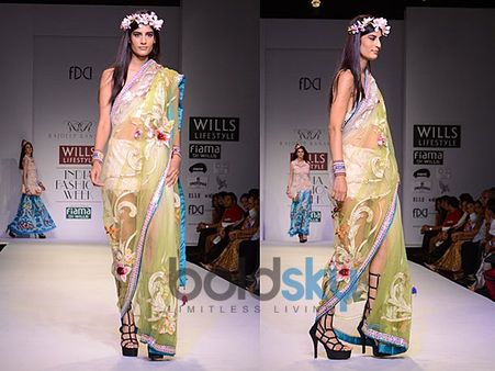Bottle Green Floral Print Saree