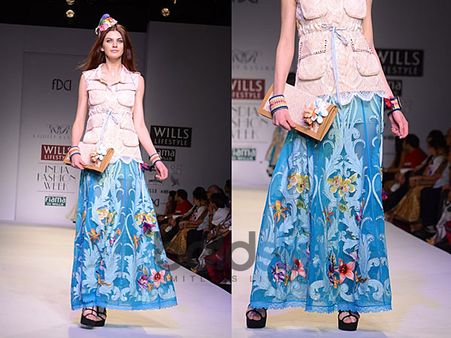 Blue Floral Print Skirt