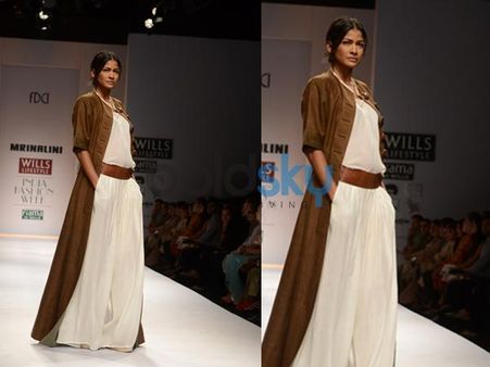 White Jumpsuit With Brown Jacket