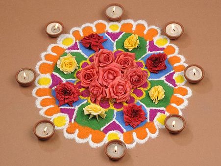Flowers With Diya