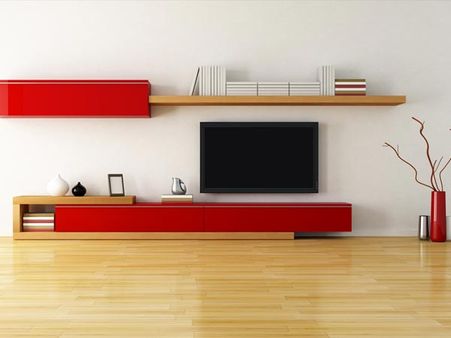 TV in a book cabinet