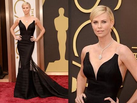 Charlize’s Plunging Neckline 