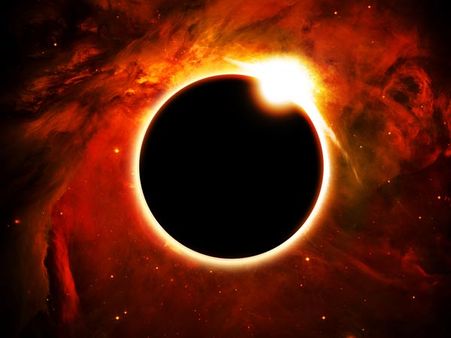 Reddened Sun, Moon And Sky