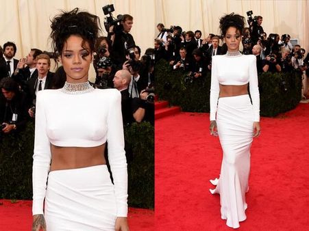 Rihanna Goes Braless