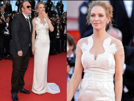 Uma Thurman In White Marchesa Uma Thurman In White Marchesa