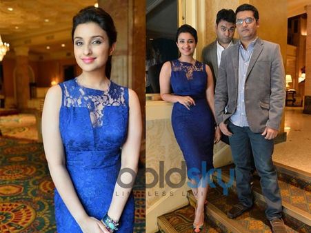 Parineeti Chopra In Blue Lace Dress Parineeti Chopra In Blue Lace Dress