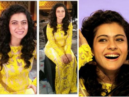 Kajol In Yellow Lace Gown Kajol In Yellow Lace Gown
