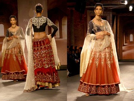 Lehenga With Asymmetrical Hemline
