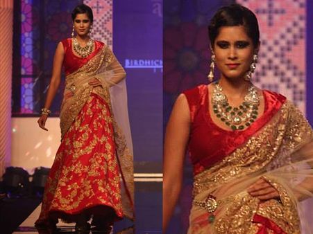 Red Banarasi & Green Emeralds