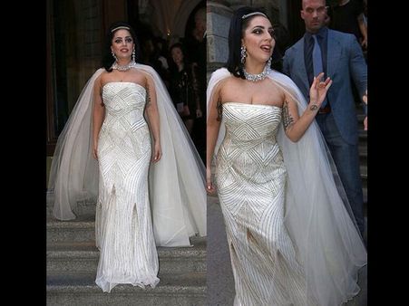 Lady Gaga In Versace Bridal Collection