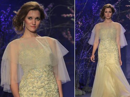 Lemon Gown With A Cape