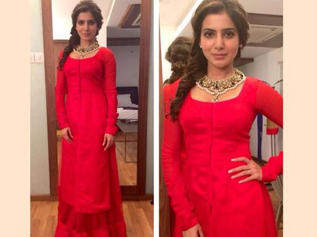 Samantha In Vasavi Shah Outfit Samantha In Vasavi Shah Outfit