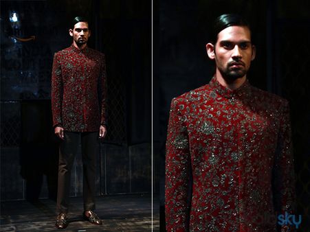 Maroon Brocade Suits