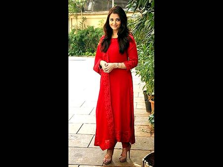 Aishwarya Rai In A Red Indianwear