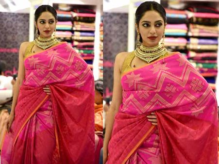 Patterned Pink Saree