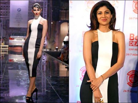 Shilpa Shetty In Black & White Cocktail Dress Shilpa Shetty In Black & White Cocktail Dress