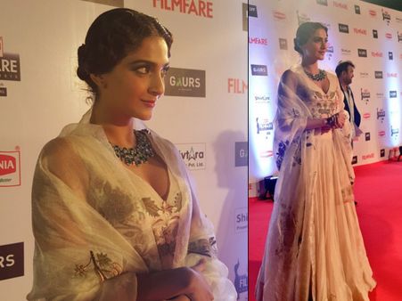 Sonam In White Net Gown