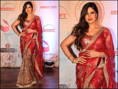 Zareen Khan In Red Saree
