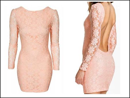 Pink Backless Lace Dress