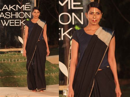 Black Saree With A T-Shirt Blouse
