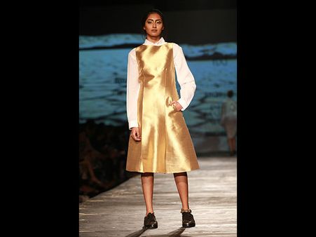 A Golden Dress + White Shirt