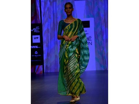 Striped Green Flowy Sarees