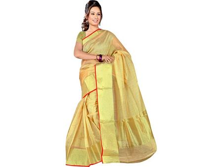 The Plain Gold Saree The Plain Gold Saree