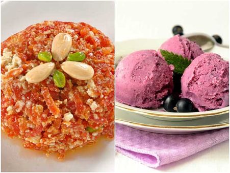  Carrot Halwa & Blackcurrant Ice Cream: