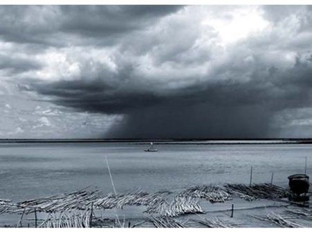 Monsoon Rain On The Jamuna River In India