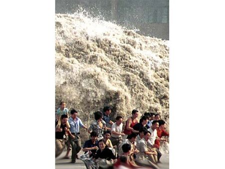 People Running From The Tsunami At Indonesia