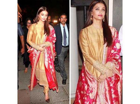 In Sabyasachi Golden Suit