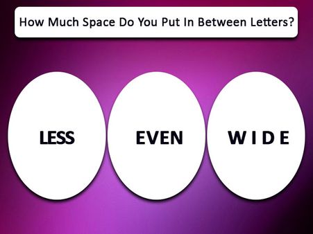 How Much Space Do You Put In Between The Letters? How Much Space Do You Put In Between The Letters?