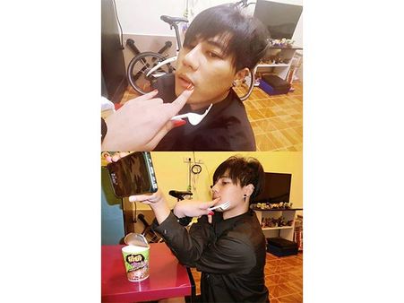 Rubbing Stray Food From His Lips!