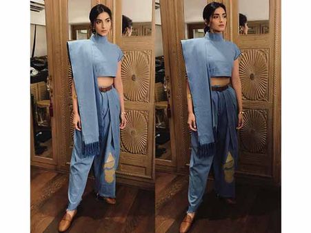 10. In a khadi saree from Abu Jani and Sandeep Khosla 