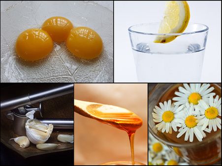 Egg Yolk, Water, Garlic Extract, Honey And Chamomile Tea