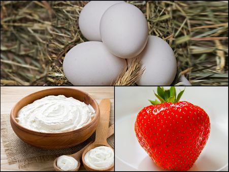 Egg, Curd, And Strawberry