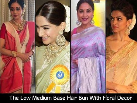 The Low Medium-Base Bun With Floral Decor The Low Medium-Base Bun With Floral Decor