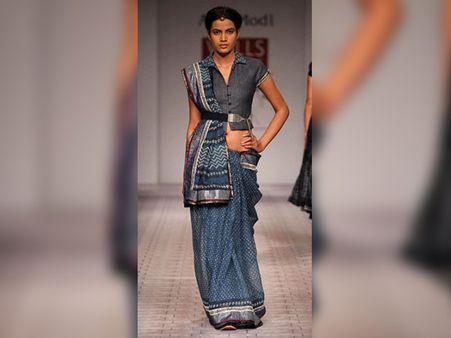 Denim Tops With Sari