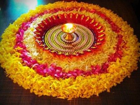 Rangoli Using Flowers